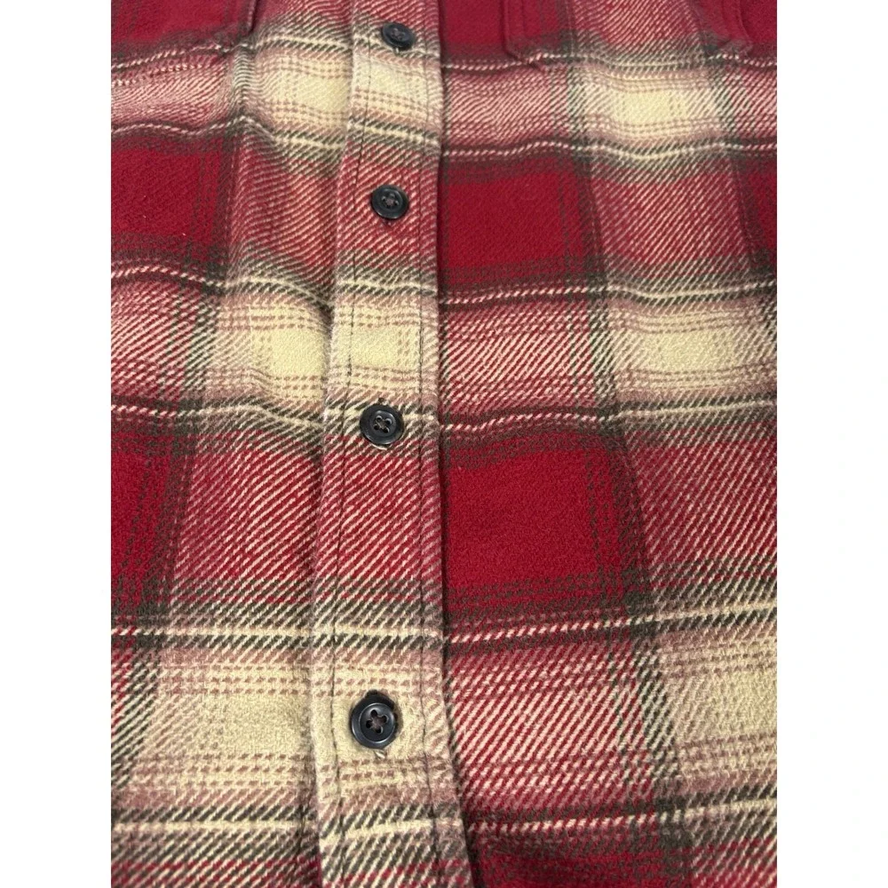 Orvis Classic Collection Men's L Red Plaid Flannel Shirt Heavyweight Button Up